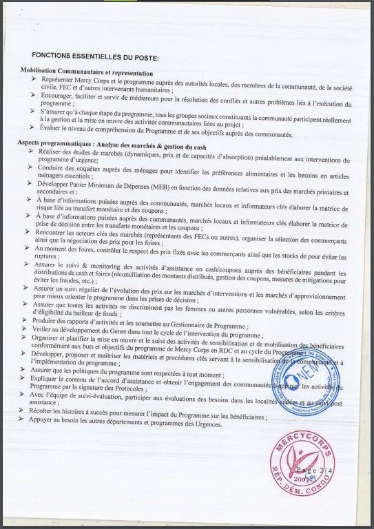 OFFRE D'EMPLOI : Mercy Corps recrute 3 Assistant(e)s en Cash et Analyse de Marchés