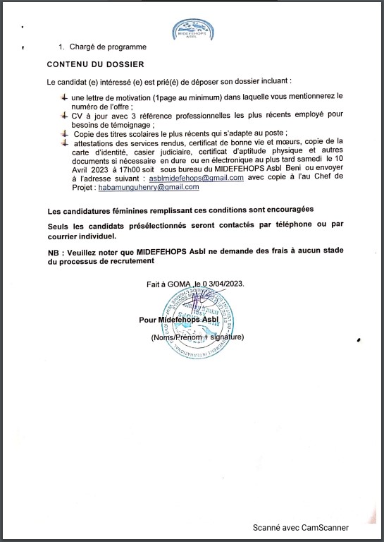 OFFRE D'EMPLOI : MIDEFEHOPS recrute un (e) PSYCHOLOGUE CLINICIEN (NE)