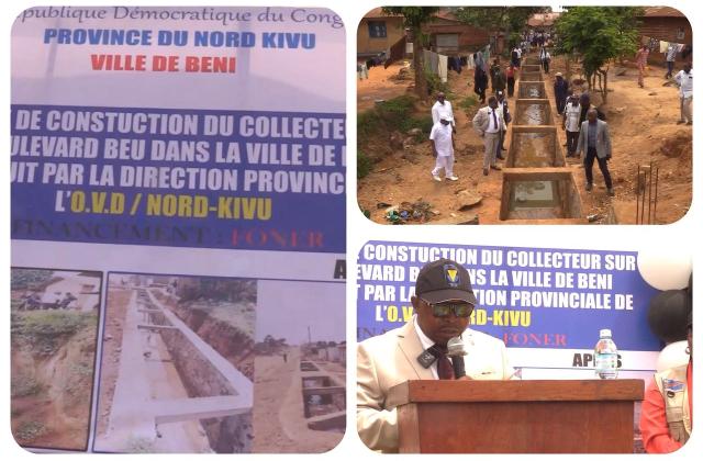 Beni : le gouvernement provincial met en service un collecteur des eaux construit par l’OVD pour stopper les inondations