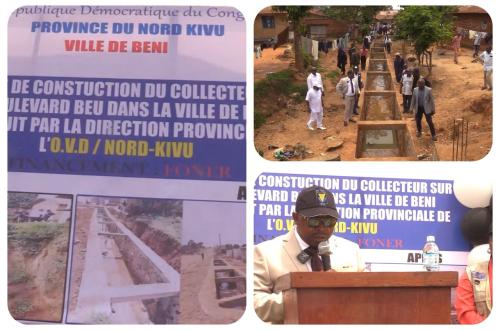 Beni : le gouvernement provincial met en service un collecteur des eaux construit par l’OVD pour stopper les inondations