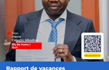 RDC : le député Pierre Célestin Mbodina Iribi porte les préoccupations sécuritaires et sanitaires de l’Ituri